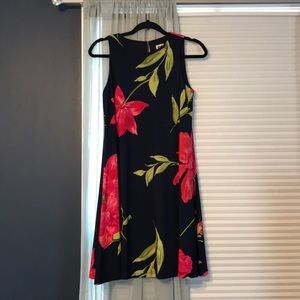 Navy Blue Floral Shift Dress